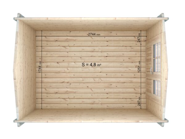 Casetta in legno 1,8x2,8 (2x3) 28mm con porta doppia