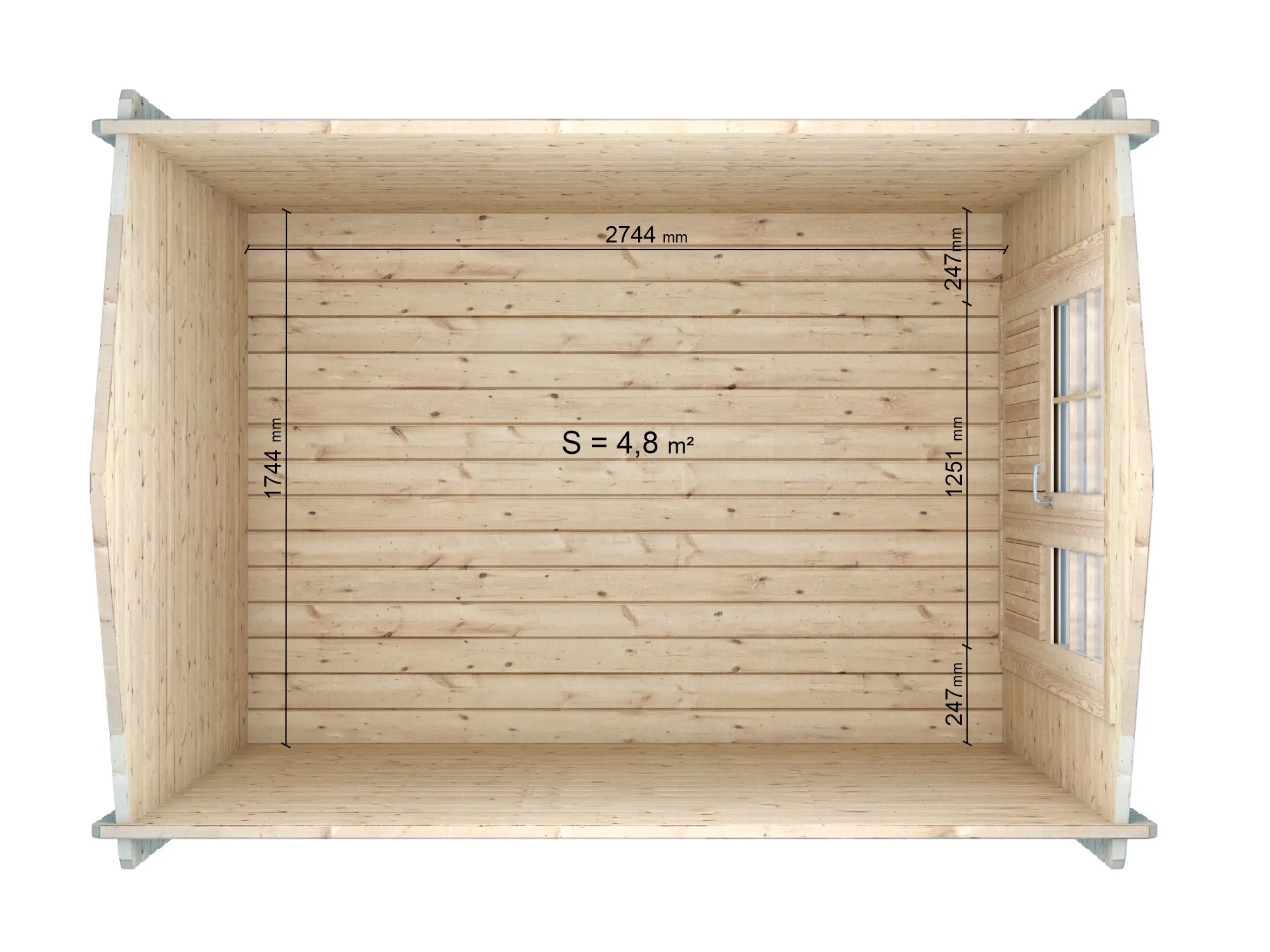Casetta in legno 1,8x2,8 (2x3) 28mm con porta doppia
