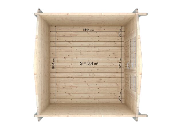 Casetta in legno 1,9x1,9 (28mm) con porta doppia