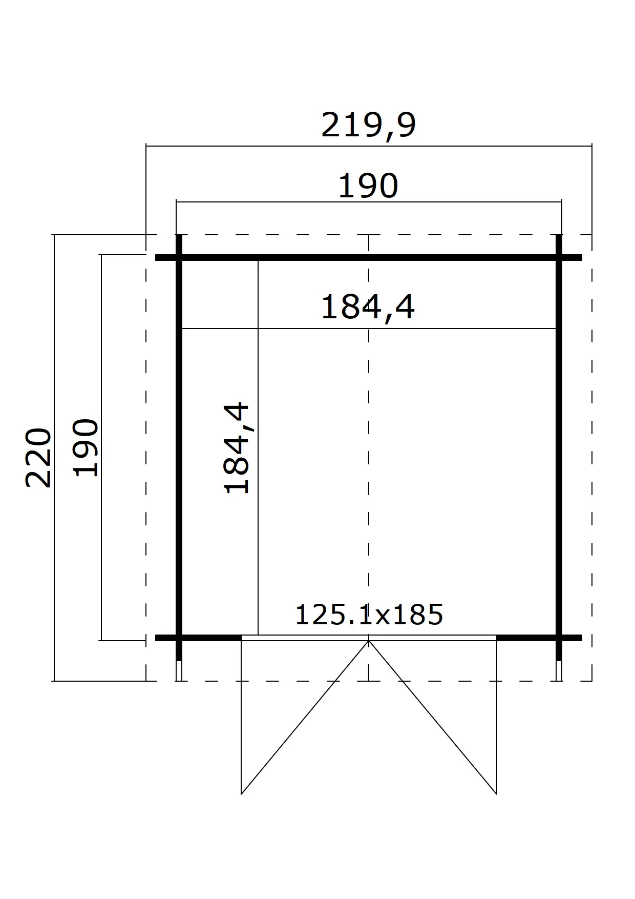 Casetta in legno 2x2 (1,9x1,9) - 28mm con porta doppia