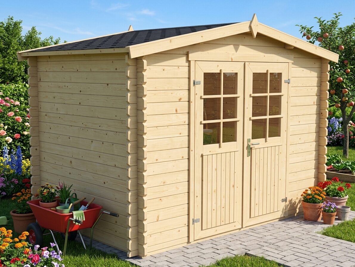 Casetta in legno 3x2 (28mm) con porta doppia