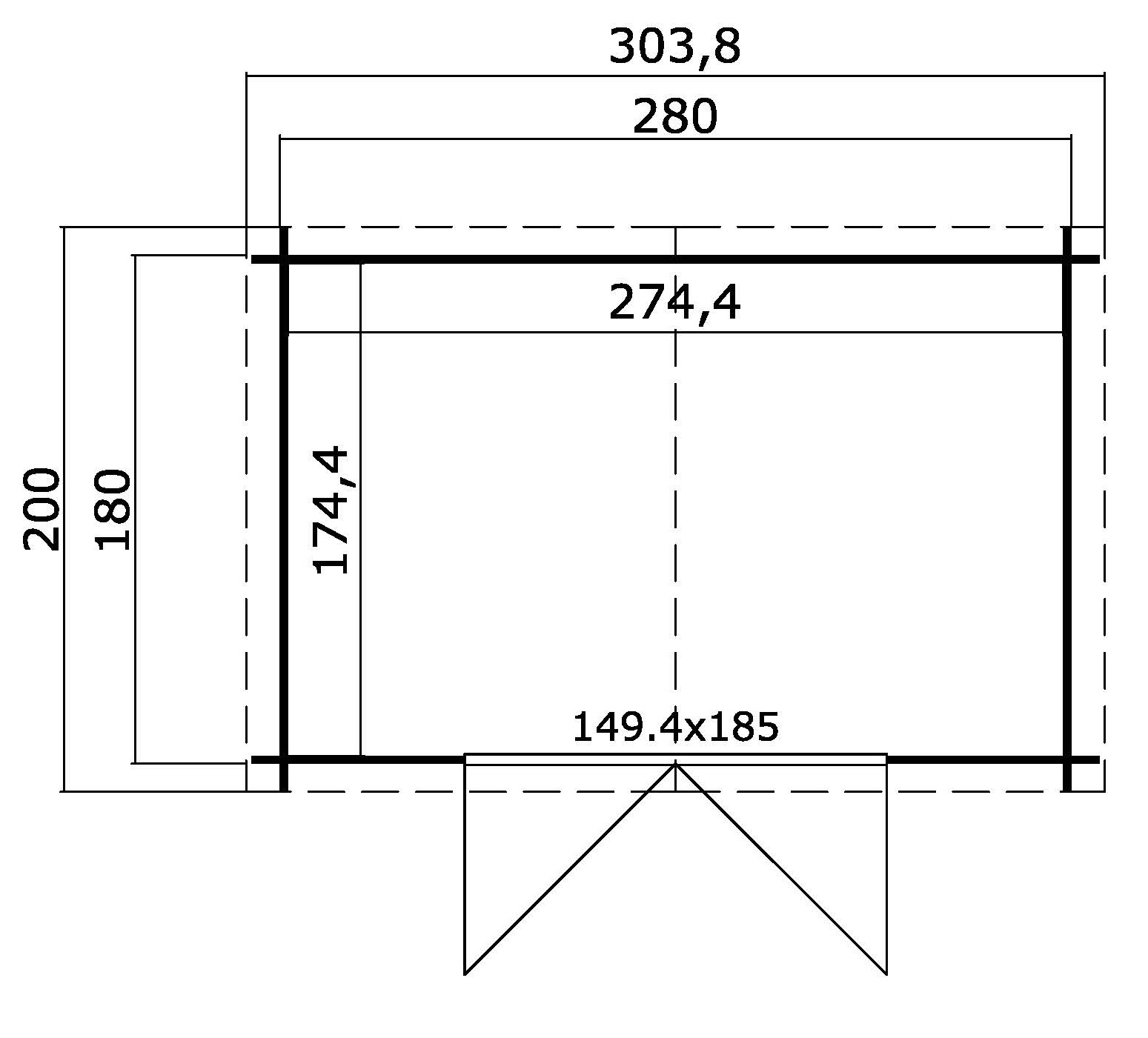Casetta in legno 3x2 (28mm) con porta doppia