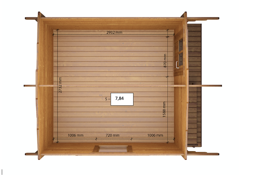Casetta in legno 2,8x2,8 Tommi (est. 3x3,70 - 34mm)