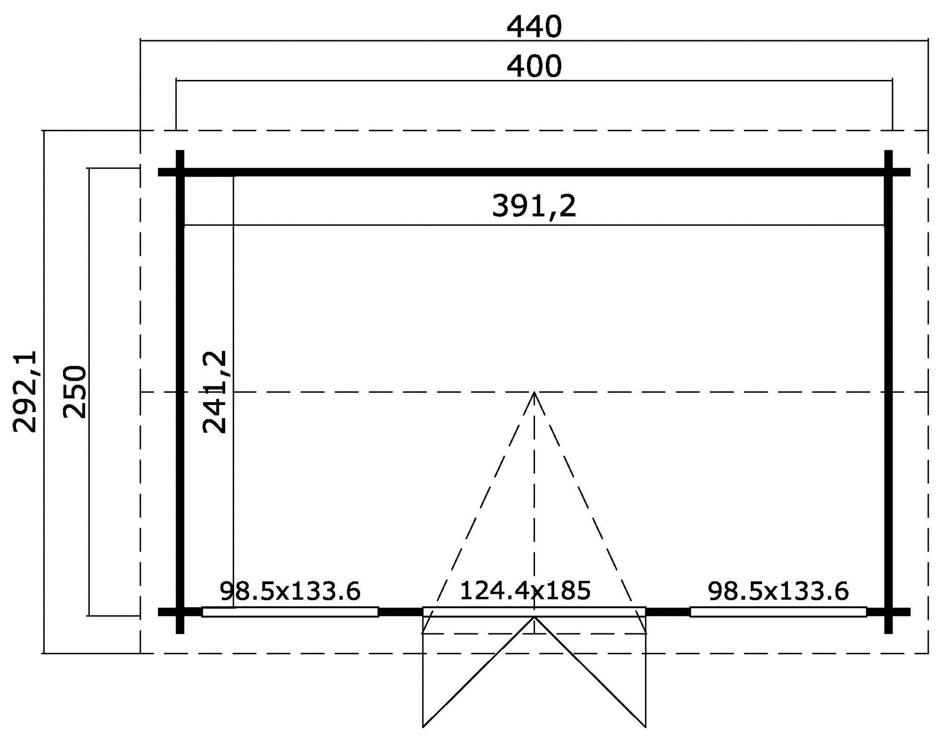 Casetta 4x2,5 (44mm) con porta doppia e 2 finestre anteriori